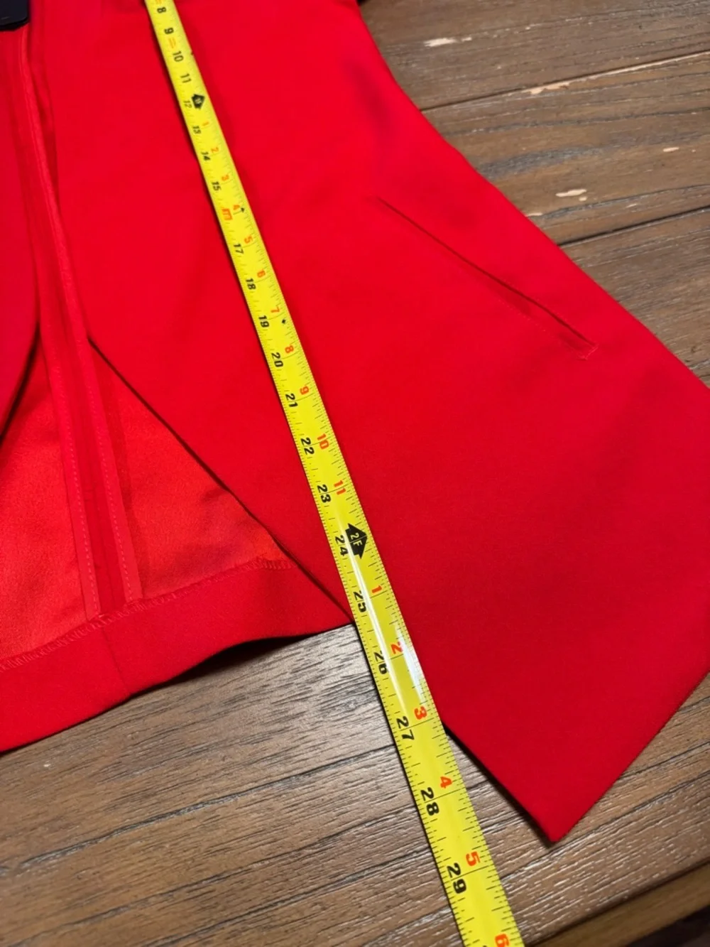 Dalia Vibrant Red Open-Front Blazer with Ruched Sleeves - Picture 5 of 8